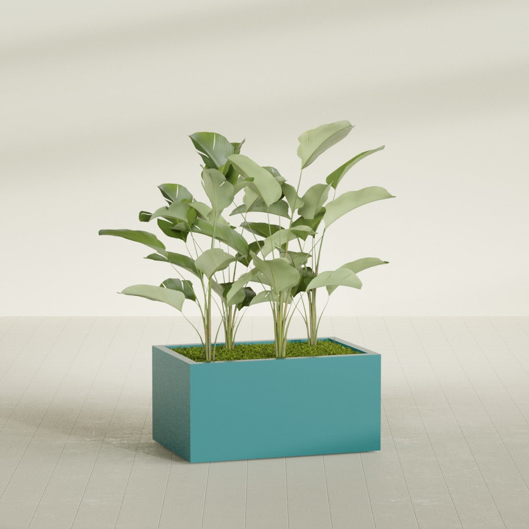 Torino Large Wide Rectangle Fiberglass Planter - 36 in x 24 in x 18 in - Satin Sea Foam - Satin Sea Foam,36 in x 24 in x 18 in