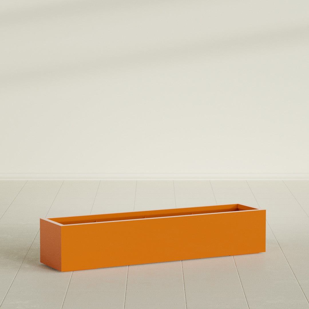 Cuba Extra Large Long Rectangle Fiberglass Planter - 60 in x 14 in x 12 in - Gloss Tangerine - Gloss Tangerine,60 in x 14 in x 12 in