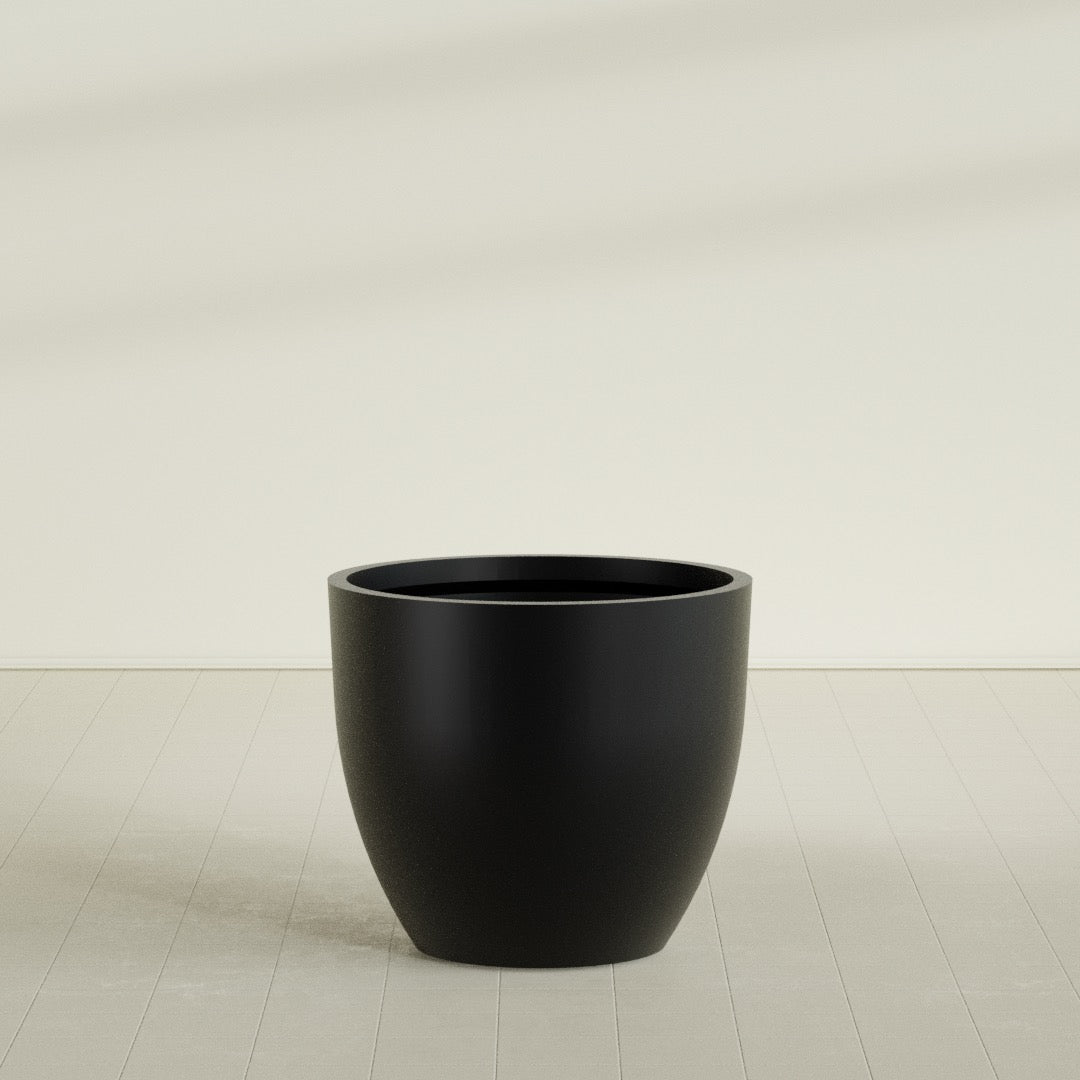 Wannsee Large Round Fiberglass Planter - 44 in x 44 in x 39 in - Matte Black - Matte Black,44 in x 44 in x 39 in