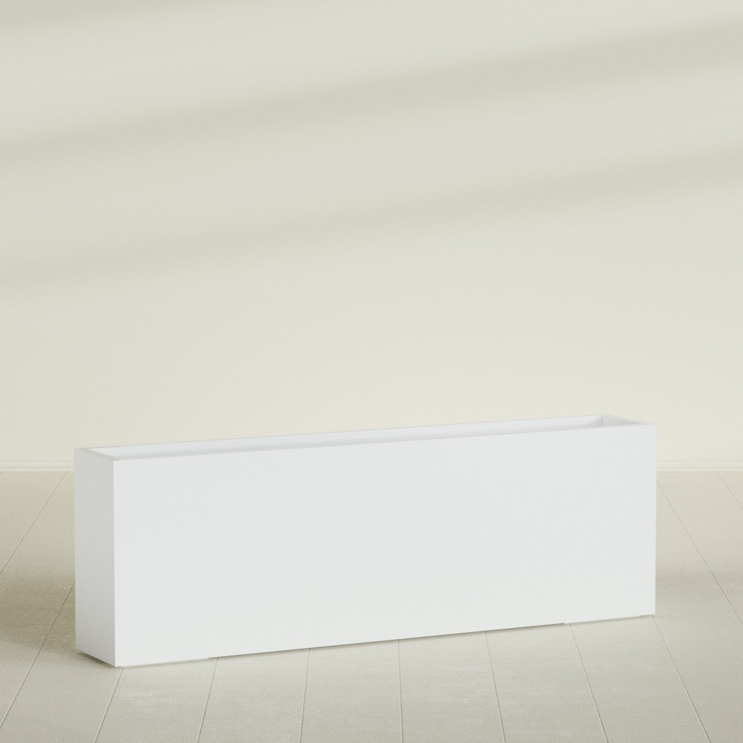 Hollywood Extra Large Narrow Rectangle Fiberglass Planter - 72 in x 12 in x 24 in - Matte White - Matte White,72 in x 12 in x 24 in