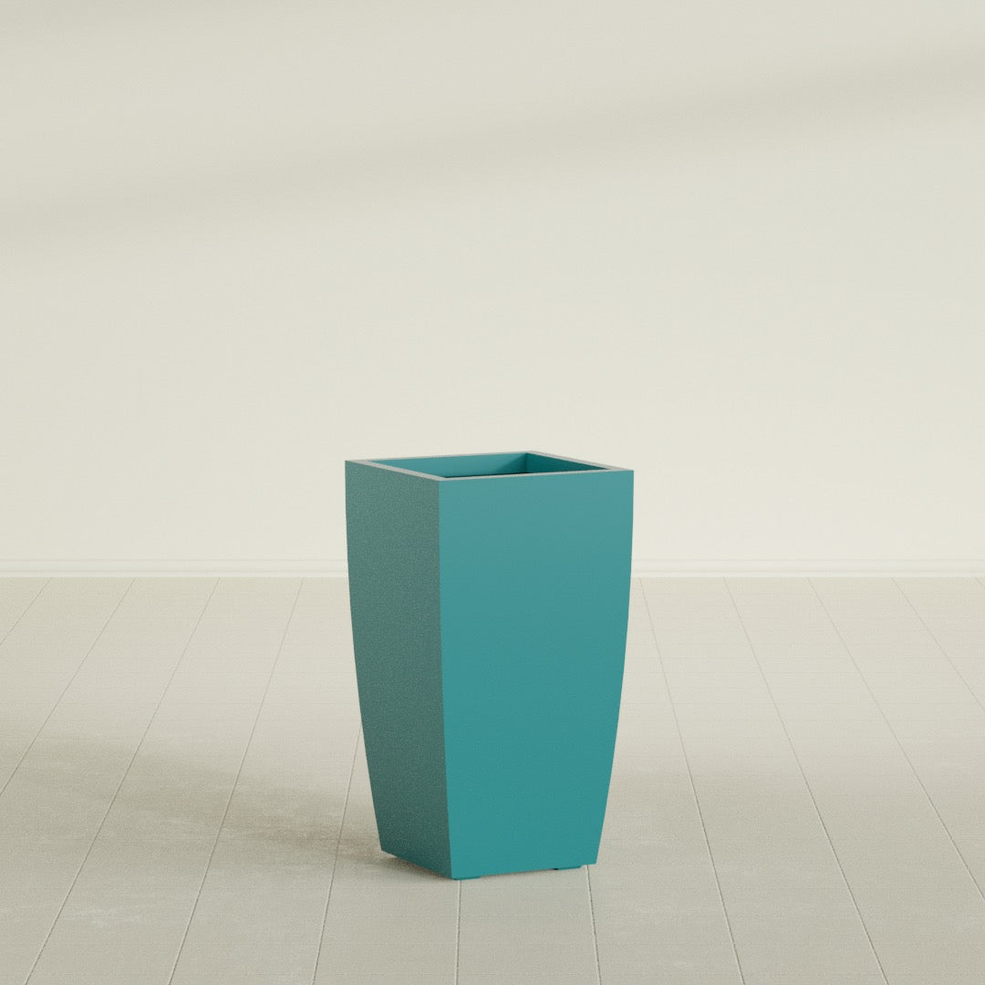 Toulan Large Tall Tapered Square Fiberglass Planter - 16 in x 16 in x 30 in - Satin Sea Foam - Satin Sea Foam,16 in x 16 in x 30 in
