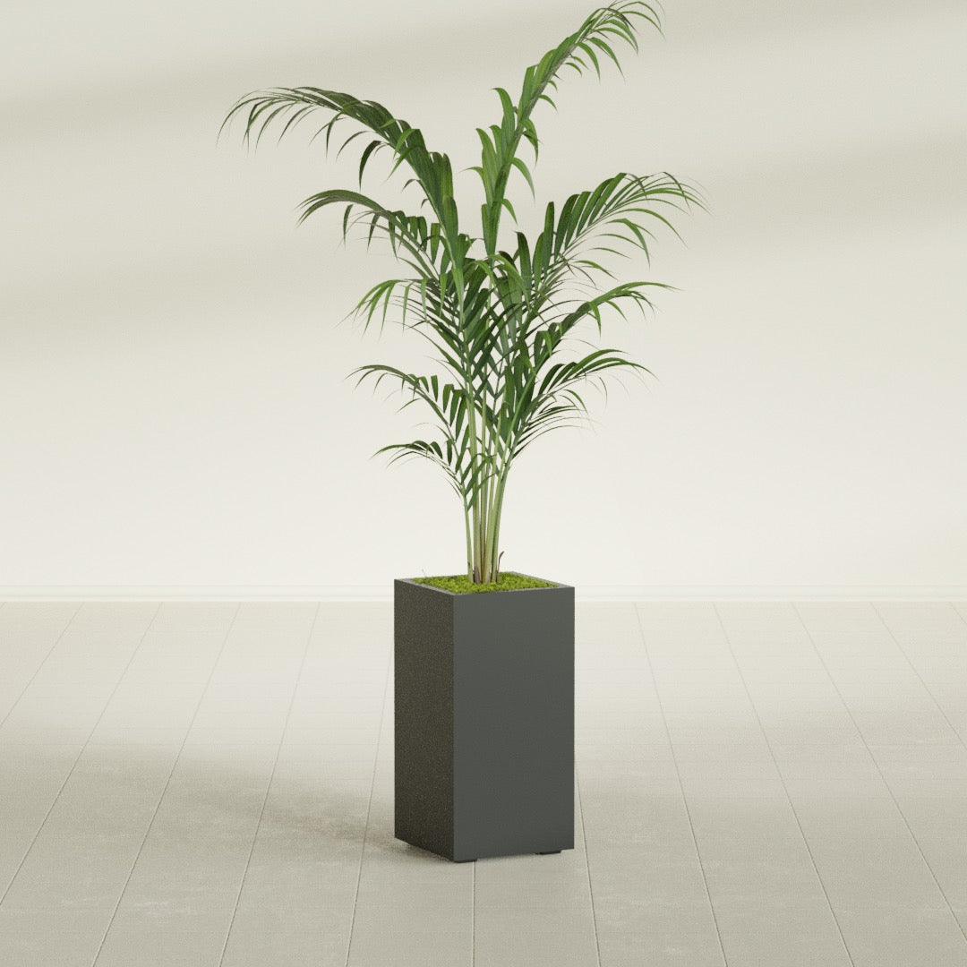 Potsdam Large Tall Rectangle Fiberglass Planter - 16 in x 16 in x 32 in - Matte Charcoal - Matte Charcoal,16 in x 16 in x 32 in