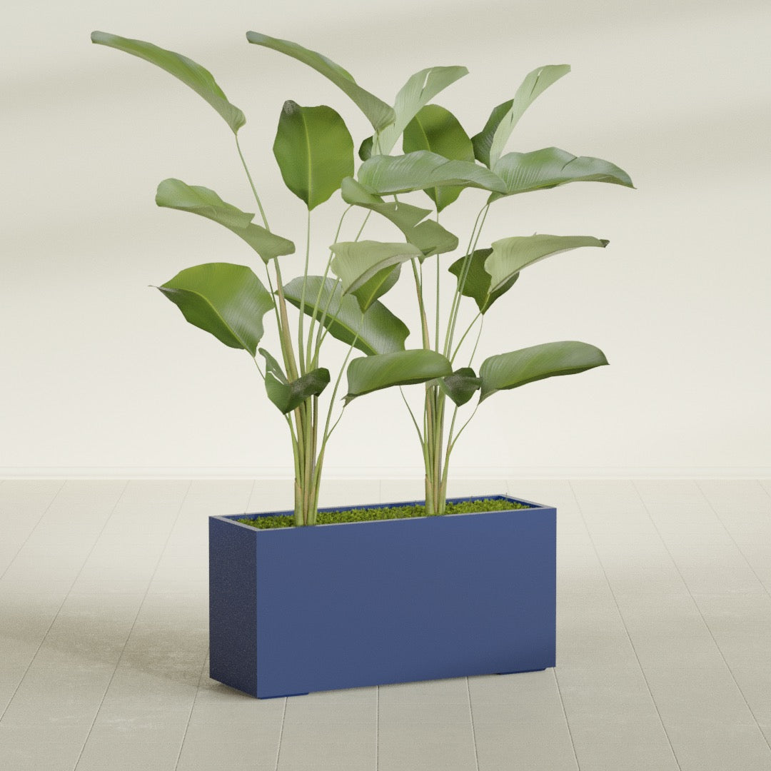Tolga Extra Large Long Rectangle Fiberglass Planter - 48 in x 16 in x 24 in - Matte Cobalt Blue - Matte Cobalt Blue,48 in x 16 in x 24 in
