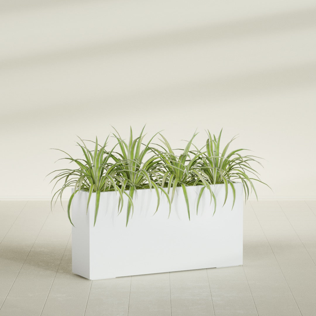 Hollywood Extra Large Narrow Rectangle Fiberglass Planter - 48 in x 12 in x 24 in - Matte White - Matte White,48 in x 12 in x 24 in