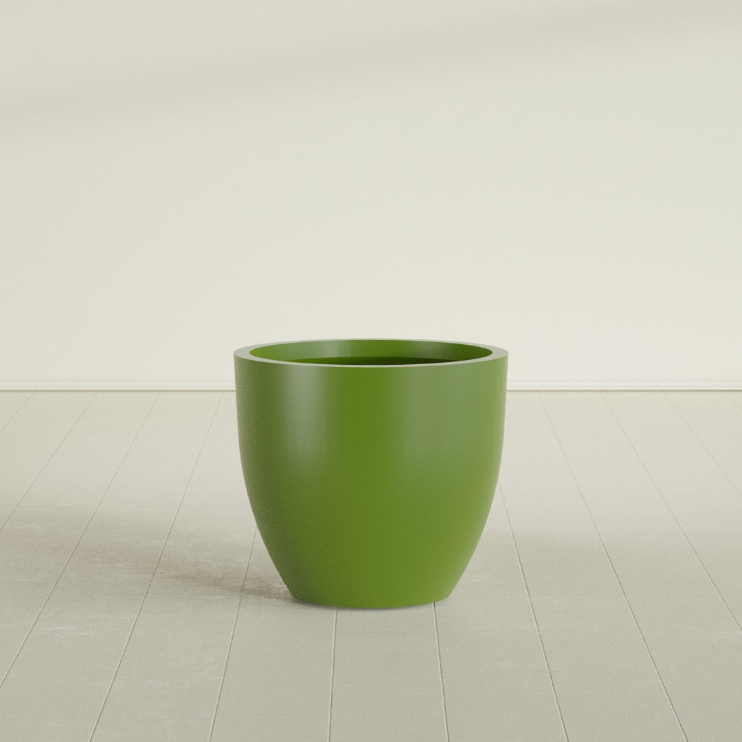 Wannsee Large Round Fiberglass Planter - 33 in x 33 in x 29 in - Satin Green - Satin Green,33 in x 33 in x 29 in