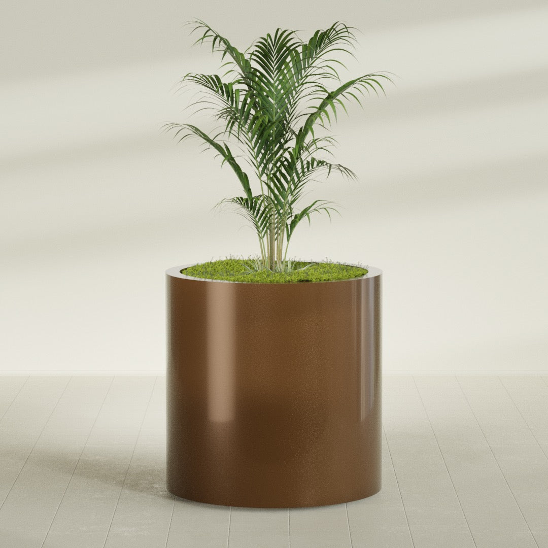 Rio Grande Large Round Fiberglass Planter - 30 in x 30 in x 32 in - Metallic Bronze - Metallic Bronze,30 in x 30 in x 32 in
