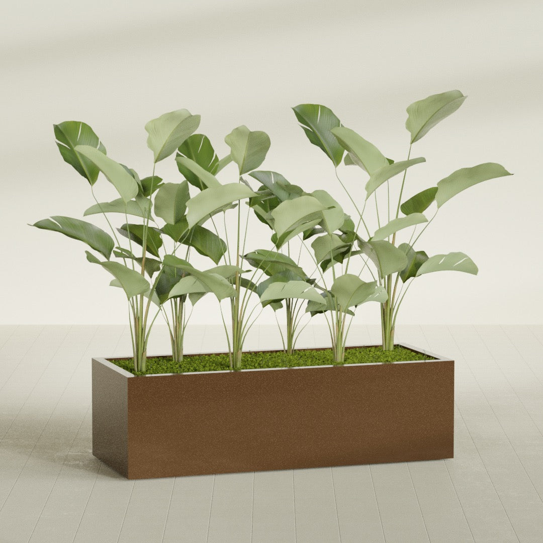 Torino Extra Large Wide Rectangle Fiberglass Planter - 60 in x 24 in x 18 in - Metallic Bronze - Metallic Bronze,60 in x 24 in x 18 in