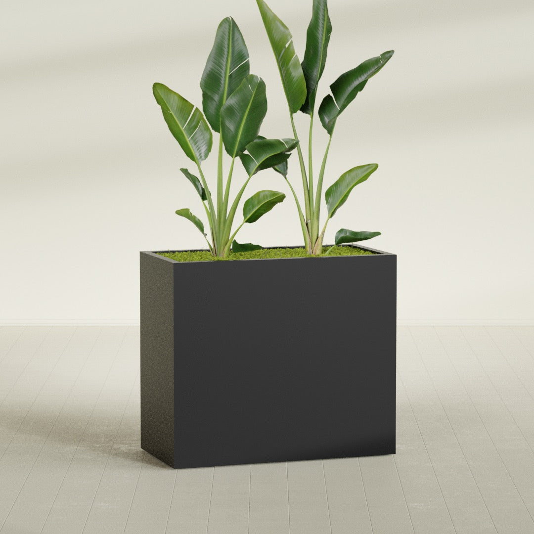 Darwin Extra Large Rectangle Fiberglass Planter - 48 in x 24 in x 42 in - Matte Black - Matte Black,48 in x 24 in x 42 in