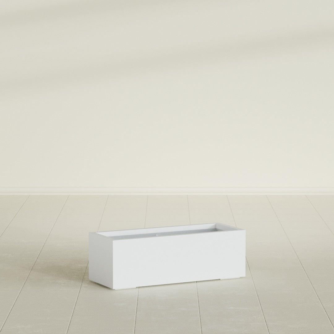 Cuba Large Long Rectangle Fiberglass Planter - 36 in x 14 in x 12 in - Gloss White - Gloss White,36 in x 14 in x 12 in