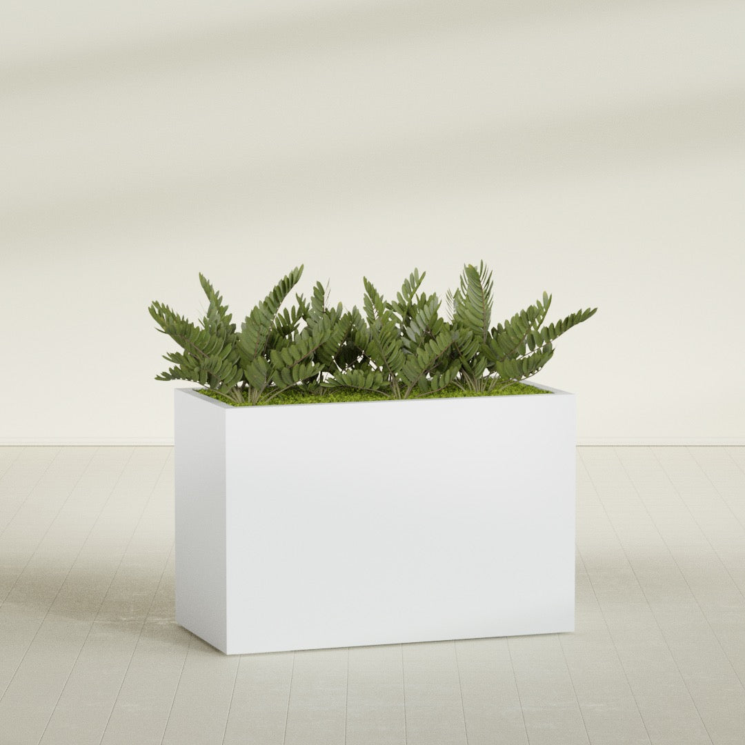 Brisbane Extra Large Long Rectangle Fiberglass Planter - 48 in x 24 in x 32 in - Gloss White - Gloss White,48 in x 24 in x 32 in