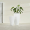 San Jose Large Tall Round Fluted Fiberglass Planter - 16 in x 16 in x 30 in - Matte White - Matte White,16 in x 16 in x 30 in