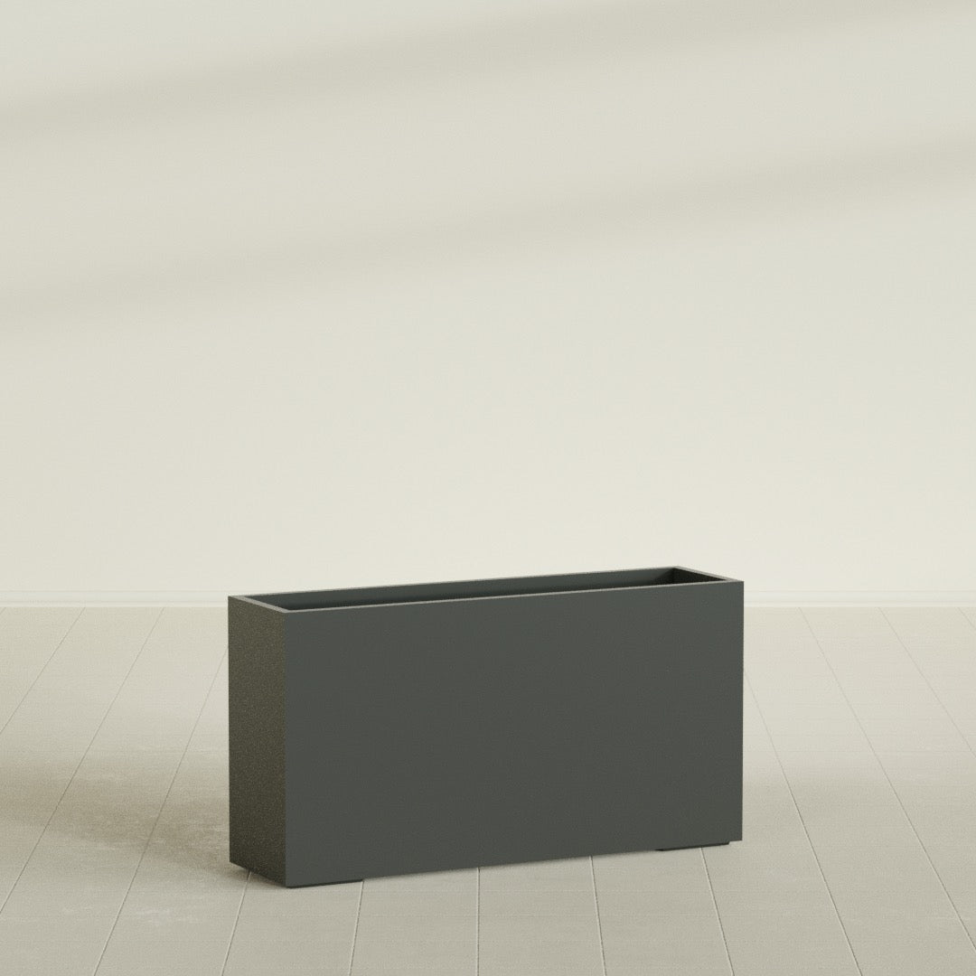 Potsdam Extra Large Long Rectangle Fiberglass Planter - 60 in x 16 in x 32 in - Matte Charcoal - Matte Charcoal,60 in x 16 in x 32 in
