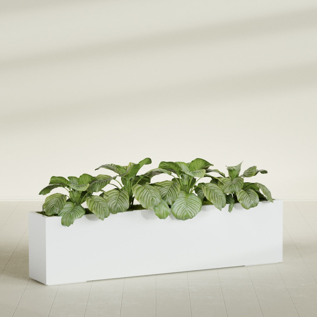 Miami Extra Large Narrow Rectangle Fiberglass Planter - 72 in x 12 in x 18 in - Matte White - Matte White,72 in x 12 in x 18 in