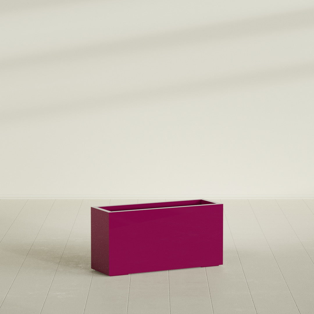 Hollywood Large Narrow Rectangle Fiberglass Planter - 36 in x 12 in x 24 in - Gloss Eggplant - Gloss Eggplant,36 in x 12 in x 24 in