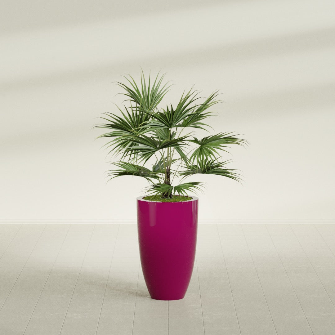 Brannan Medium Round Fiberglass Planter - 18 in x 18 in x 29 in - Gloss Eggplant - Gloss Eggplant,18 in x 18 in x 29 in