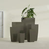 Toulan Extra Large Tall Tapered Square Fiberglass Planter - 28 in x 28 in x 60 in - Matte Bronze - Matte Bronze,28 in x 28 in x 60 in