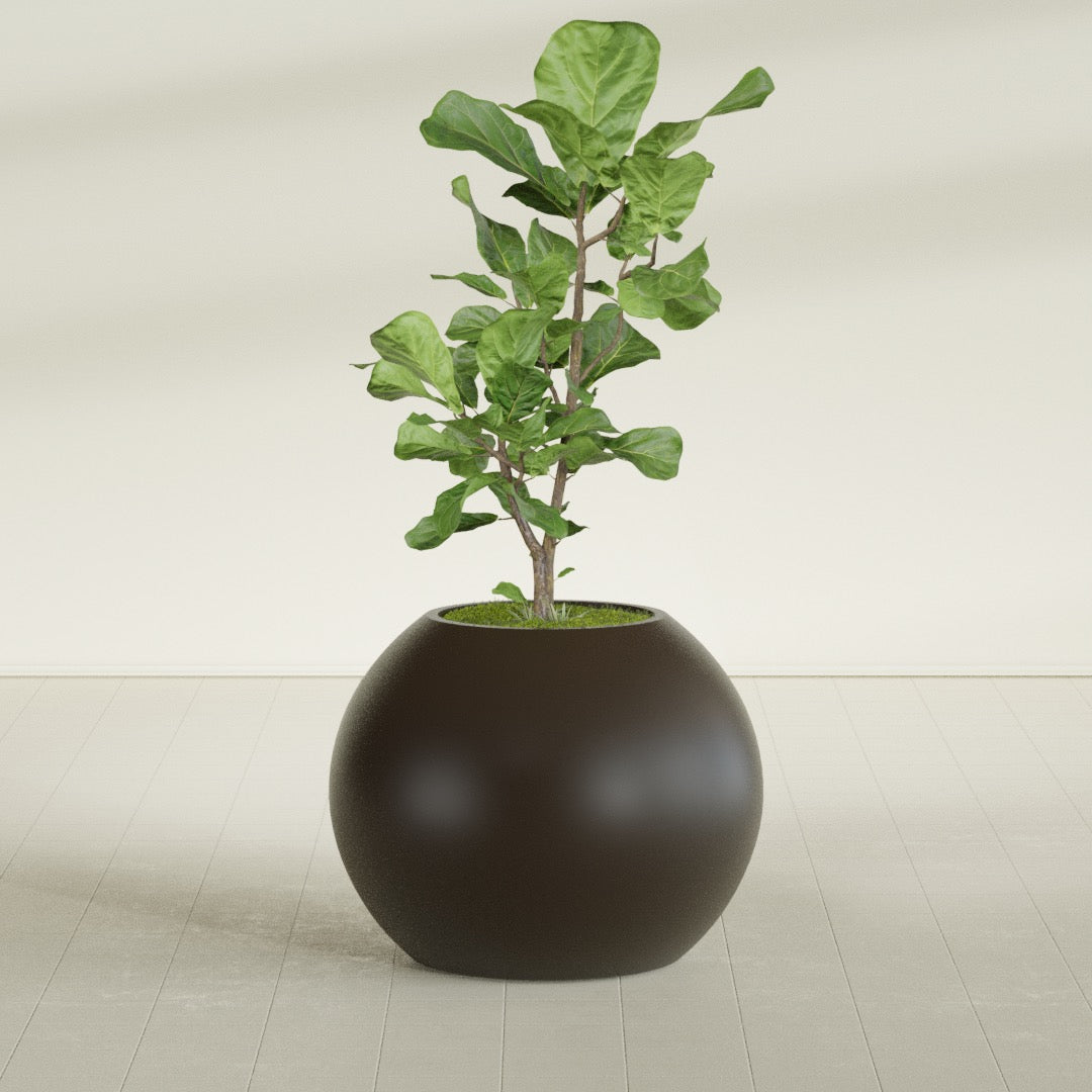 Globe Large Sphere Fiberglass Planter - 30 in x 30 in x 24 in - Matte Brown - Matte Brown,30 in x 30 in x 24 in