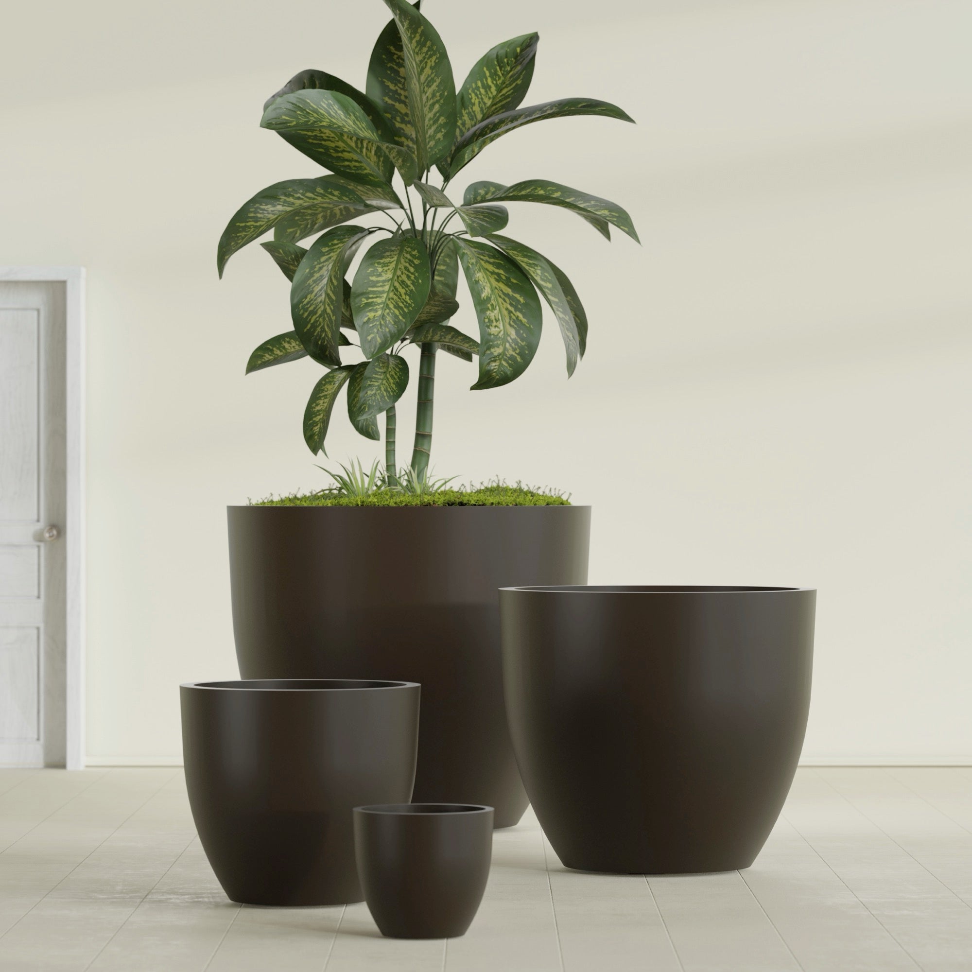 Wannsee Extra Large Round Fiberglass Planter - 50 in x 50 in x 44 in - Matte Brown - Matte Brown,50 in x 50 in x 44 in