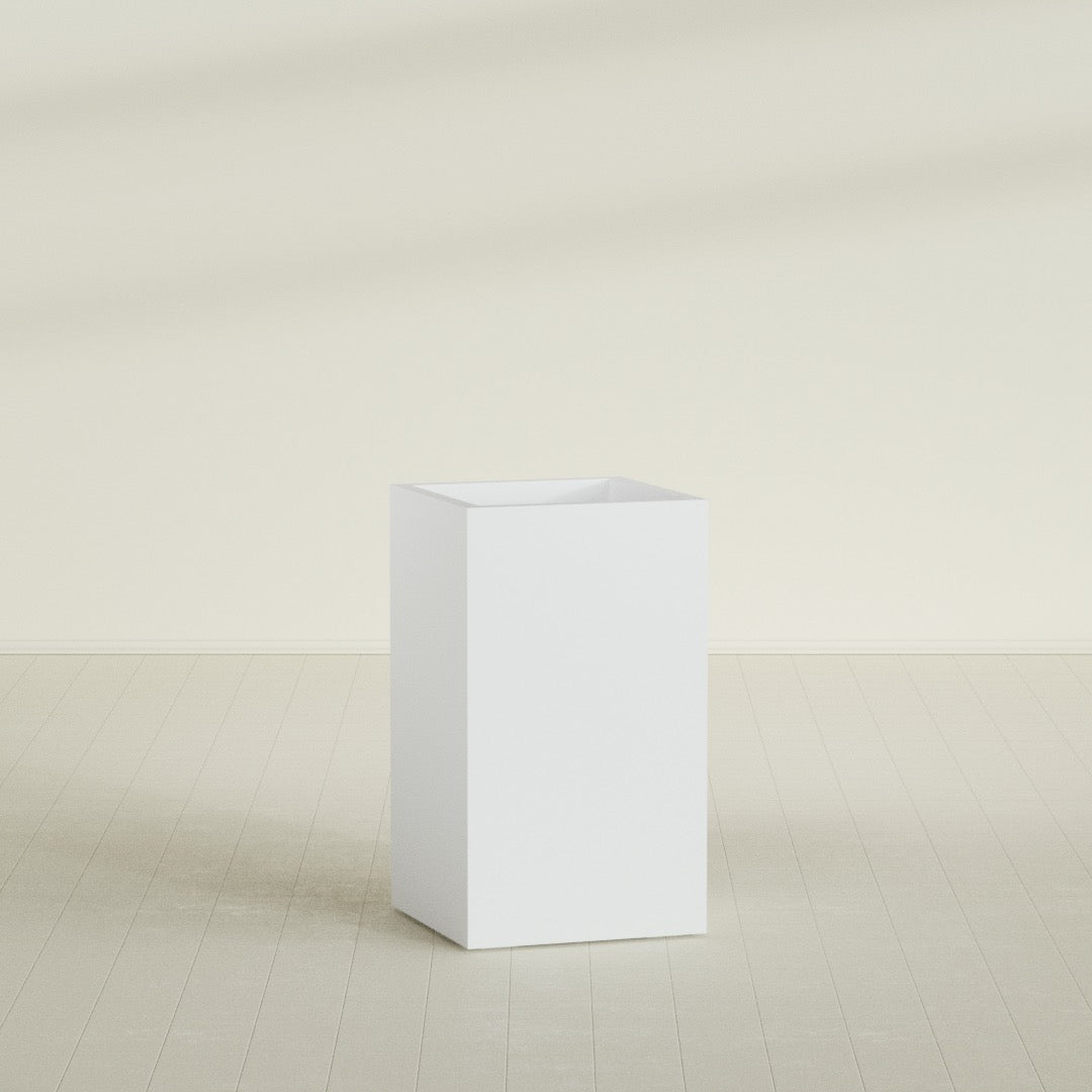 Darwin Large Tall Rectangle Fiberglass Planter - 24 in x 24 in x 42 in - Gloss White - Gloss White,24 in x 24 in x 42 in