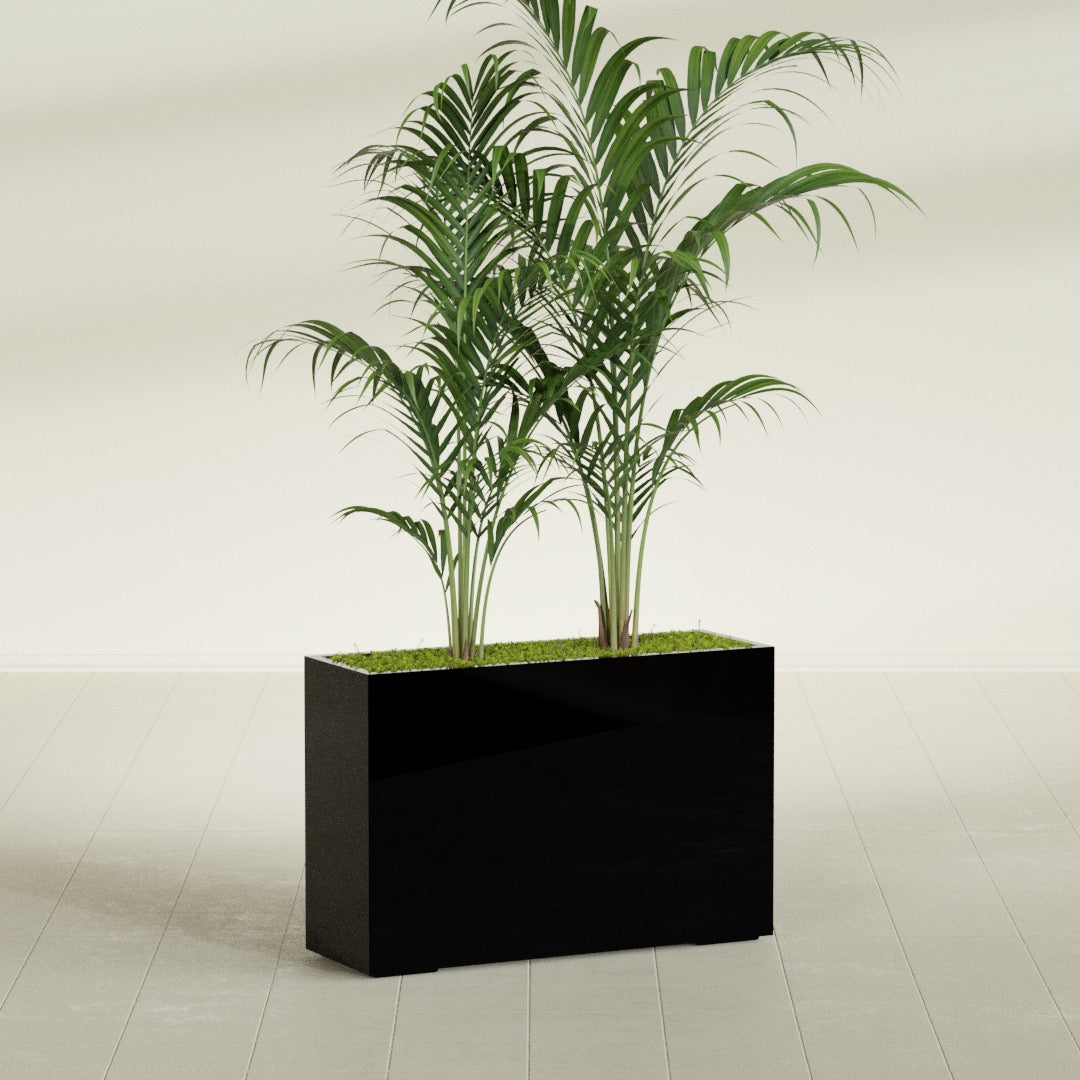Potsdam Extra Large Long Rectangle Fiberglass Planter - 48 in x 16 in x 32 in - Gloss Black - Gloss Black,48 in x 16 in x 32 in