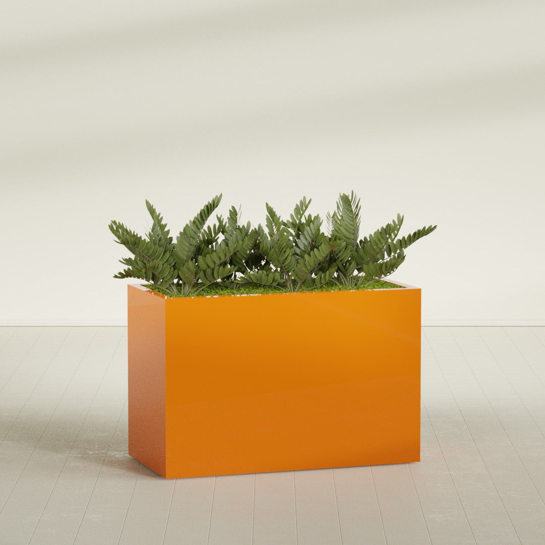 Brisbane Extra Large Long Rectangle Fiberglass Planter - 48 in x 24 in x 32 in - Gloss Tangerine - Gloss Tangerine,48 in x 24 in x 32 in