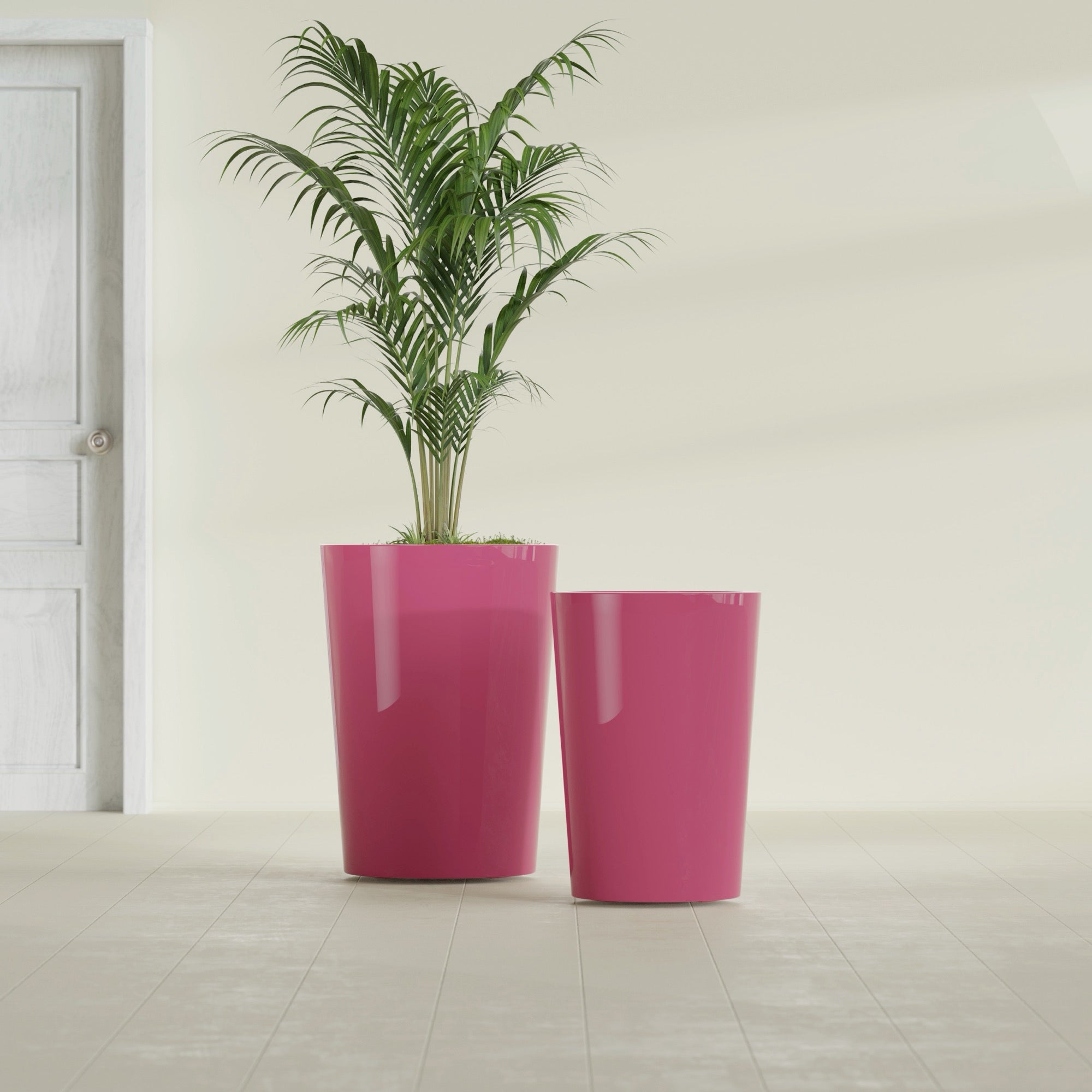 Tegel Large Round Fiberglass Planter - 22 in x 22 in x 30 in - Gloss Pink Violet - Gloss Pink Violet,22 in x 22 in x 30 in