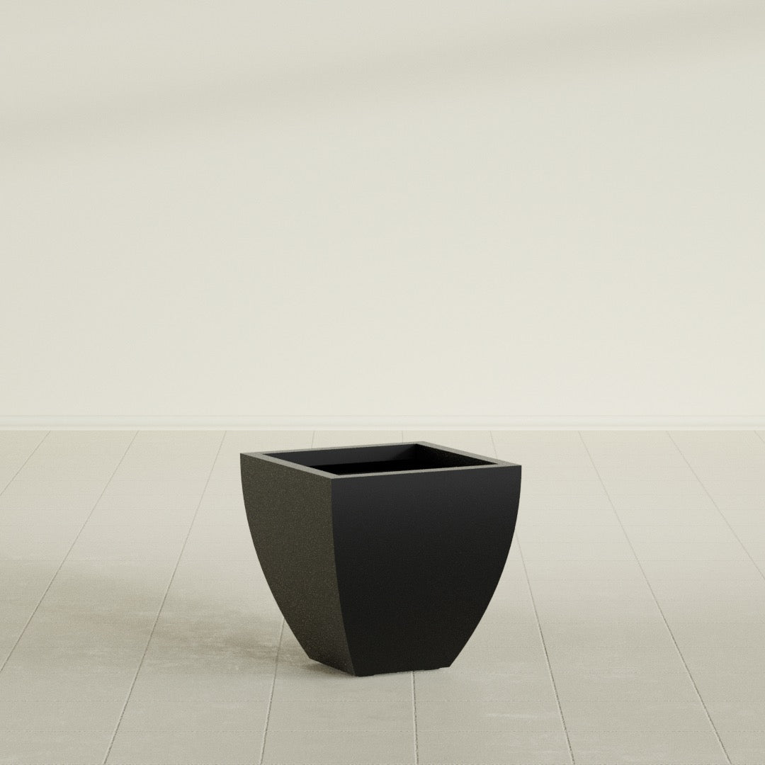 Lima Small Tapered Square Fiberglass Planter - 16 in x 16 in x 16 in - Matte Black - Matte Black,16 in x 16 in x 16 in