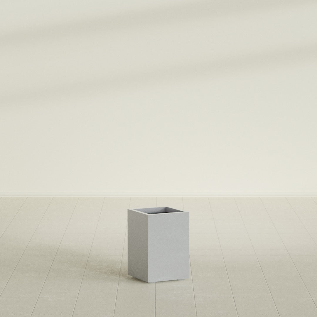 Tolga Medium Rectangle Fiberglass Planter - 16 in x 16 in x 24 in - Metallic Silver - Metallic Silver,16 in x 16 in x 24 in