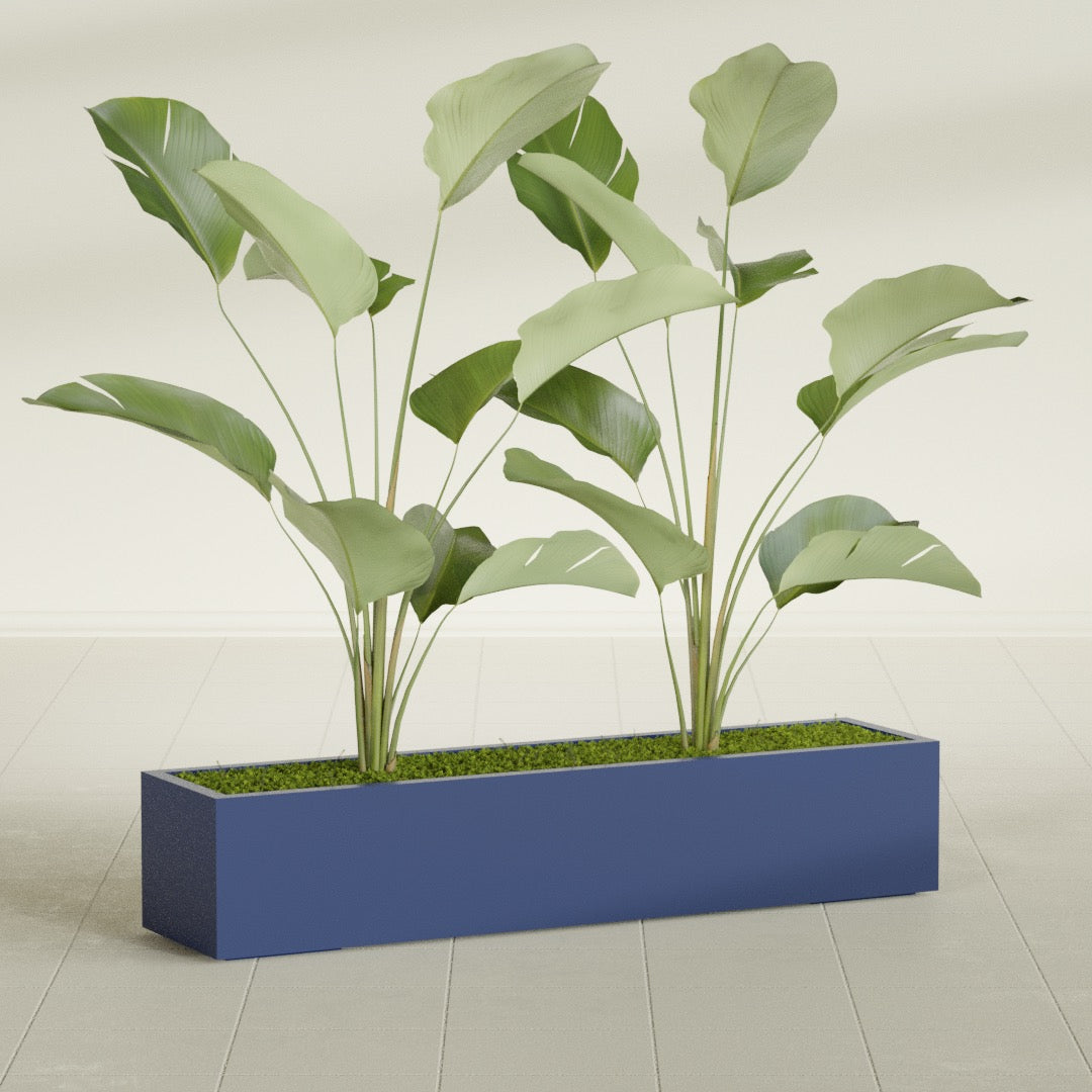 Cuba Extra Large Long Rectangle Fiberglass Planter - 60 in x 14 in x 12 in - Matte Cobalt Blue - Matte Cobalt Blue,60 in x 14 in x 12 in