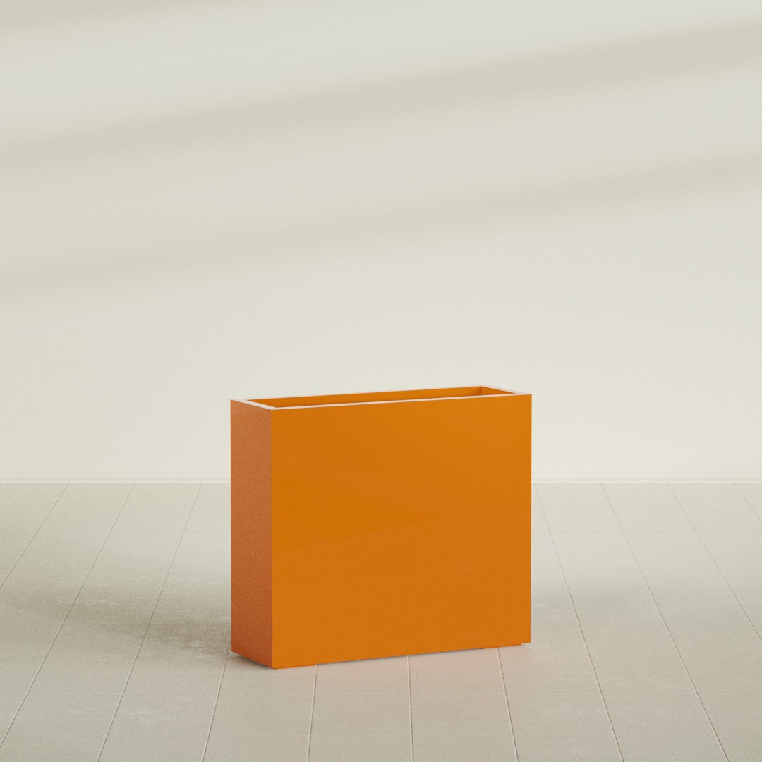 Delray Large Tall Rectangle Fiberglass Planter - 36 in x 12 in x 32 in - Gloss Tangerine - Gloss Tangerine,36 in x 12 in x 32 in