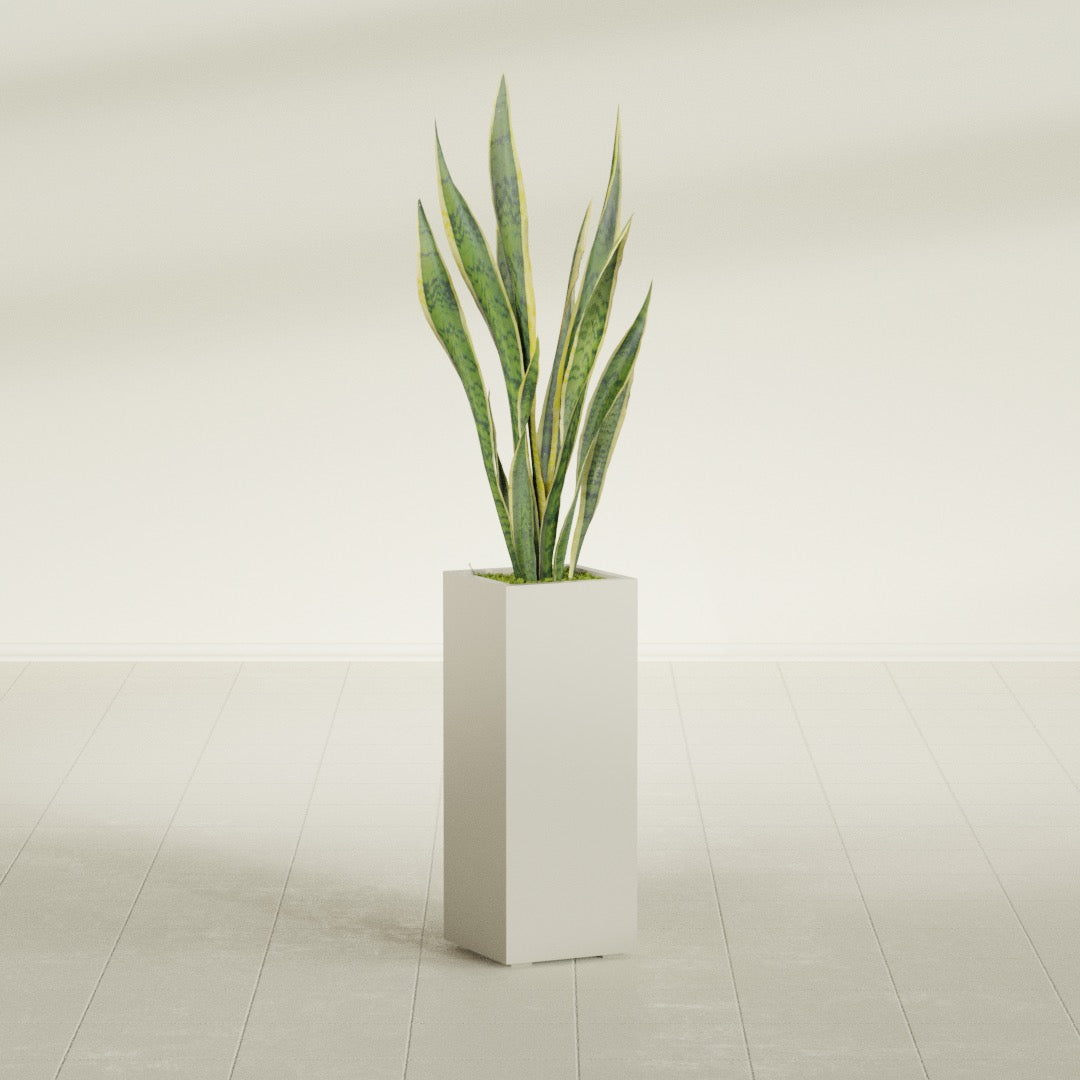 Perth Large Tall Rectangle Fiberglass Planter - 16 in x 16 in x 42 in - Satin Beige - Satin Beige,16 in x 16 in x 42 in