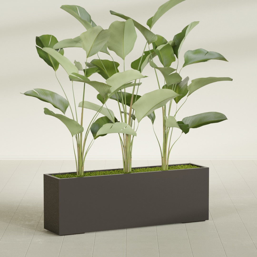 Tolga Extra Large Long Rectangle Fiberglass Planter - 72 in x 16 in x 24 in - Matte Brown - Matte Brown,72 in x 16 in x 24 in