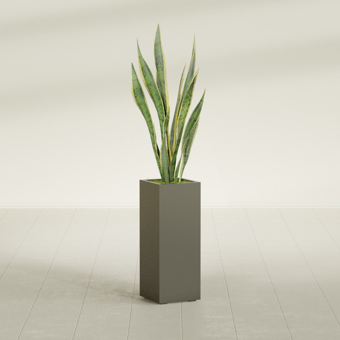 Perth Large Tall Rectangle Fiberglass Planter - 16 in x 16 in x 42 in - Matte Bronze - Matte Bronze,16 in x 16 in x 42 in