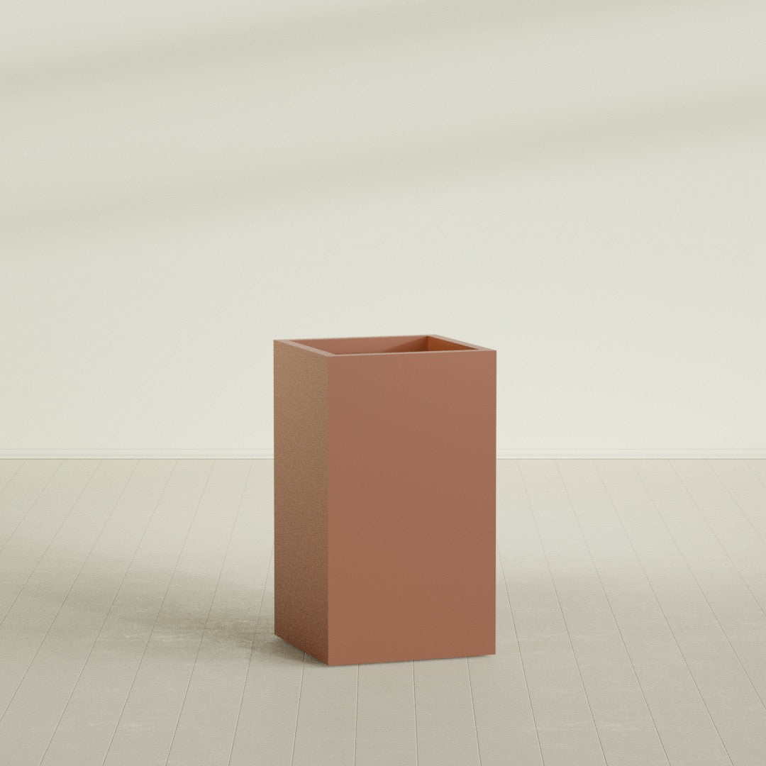 Darwin Large Tall Rectangle Fiberglass Planter - 24 in x 24 in x 42 in - Matte Terracotta - Matte Terracotta,24 in x 24 in x 42 in