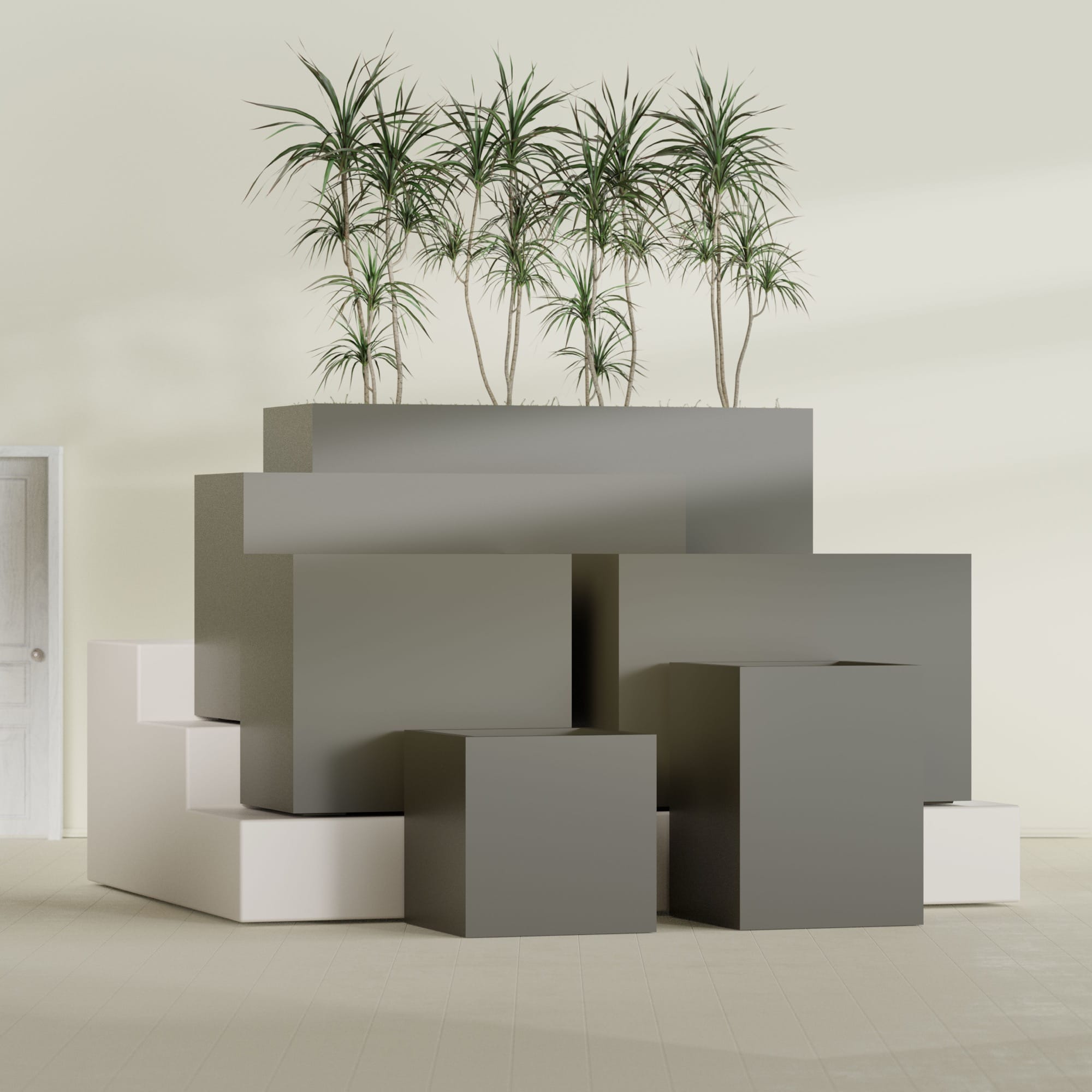 Brisbane Large Rectangle Fiberglass Planter - 24 in x 24 in x 32 in - Matte Bronze - Matte Bronze,24 in x 24 in x 32 in