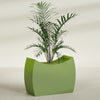 Seoul Extra Large Curved Abstract Fiberglass Planter - 48 in x 20 in x 36 in - Satin Green - Satin Green,48 in x 20 in x 36 in