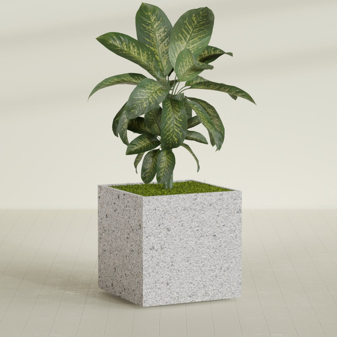 ProTone Fiberglass Premium Finish Large Cube Square Planter - 40 in x 40 in x 40 in - StoneLight - Greystone - StoneLight - Greystone,40 in x 40 in x 40 in