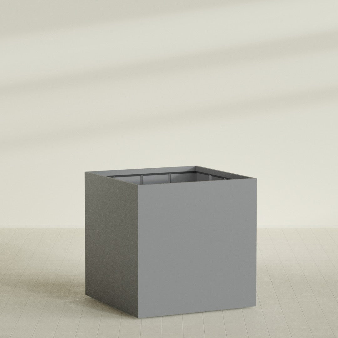 Montroy Extra Large Cube Square Fiberglass Planter - 60 in x 60 in x 60 in - Metallic Gunmetal - Metallic Gunmetal,60 in x 60 in x 60 in
