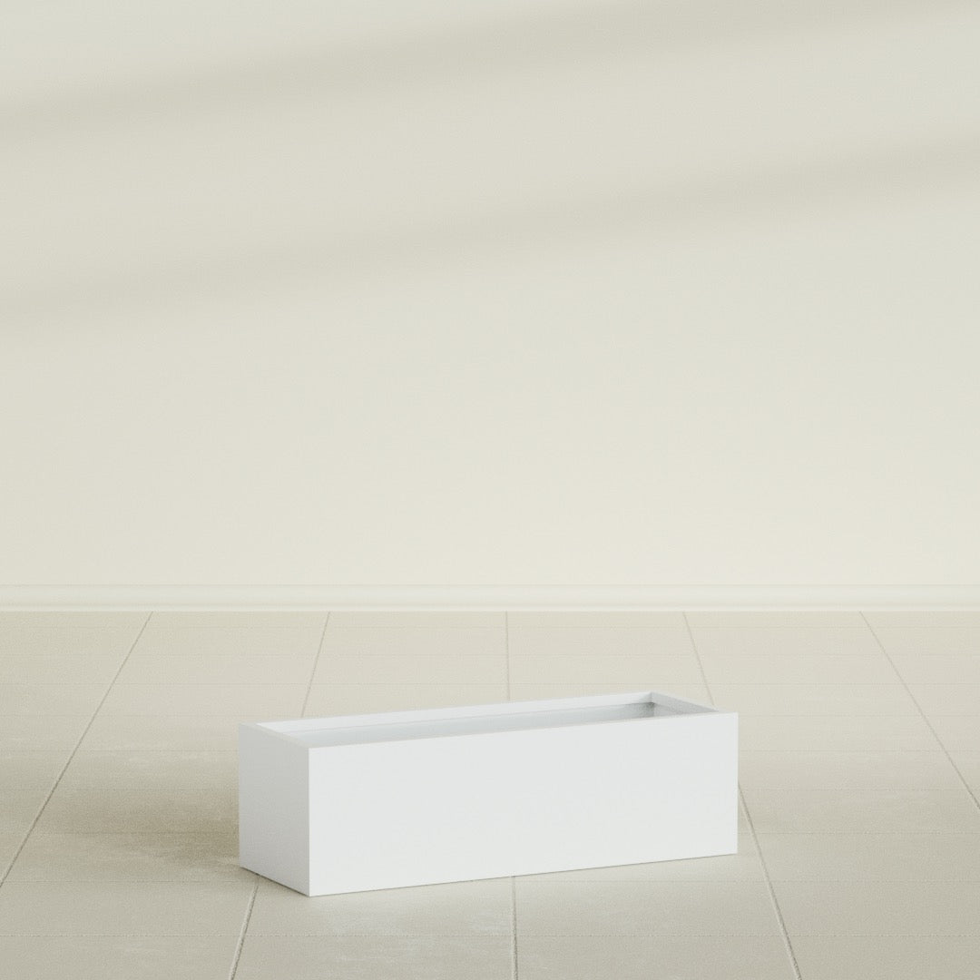 Reade Small Tabletop Rectangle Fiberglass Planter - 14 in x 5 in x 4.3 in - Matte White - Matte White,14 in x 5 in x 4.3 in