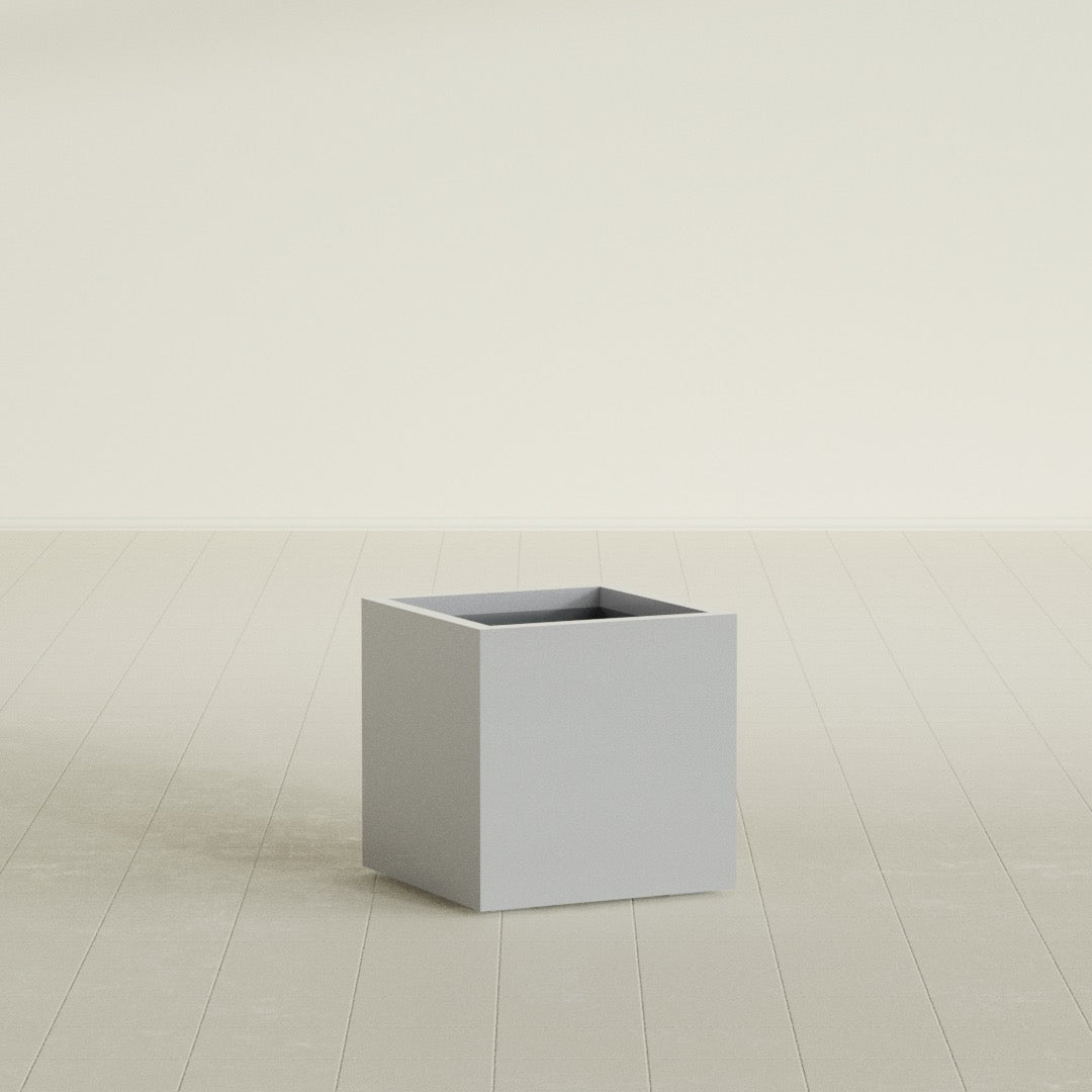 Montroy Medium Cube Square Fiberglass Planter - 20 in x 20 in x 20 in - Metallic Silver - Metallic Silver,20 in x 20 in x 20 in
