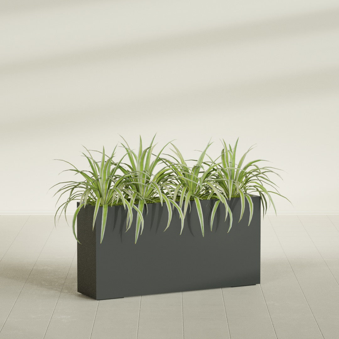 Hollywood Extra Large Narrow Rectangle Fiberglass Planter - 48 in x 12 in x 24 in - Matte Charcoal - Matte Charcoal,48 in x 12 in x 24 in