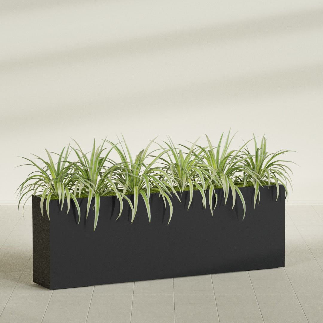 Hollywood Extra Large Narrow Rectangle Fiberglass Planter - 72 in x 12 in x 24 in - Matte Black - Matte Black,72 in x 12 in x 24 in