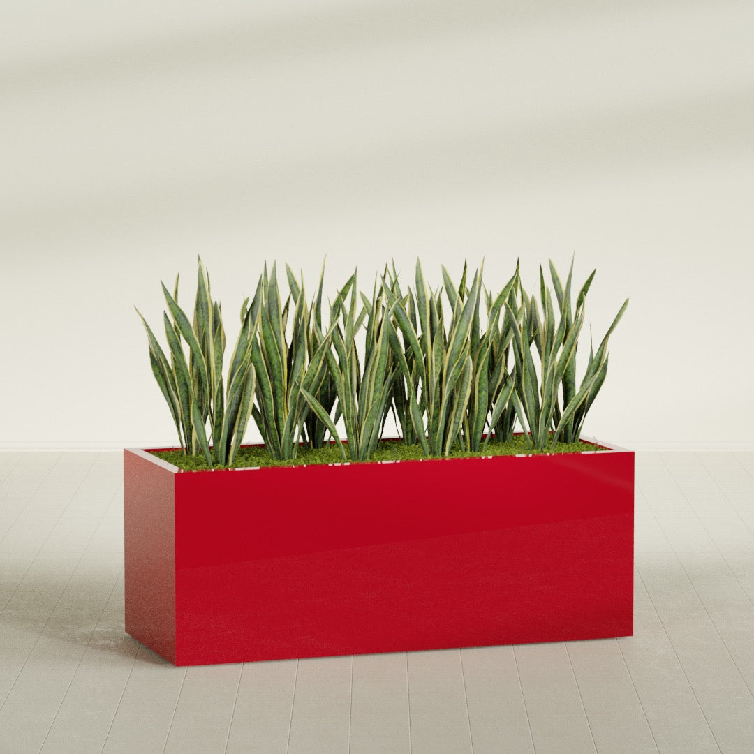 Granada Extra Large Long Rectangle Fiberglass Planter - 60 in x 24 in x 24 in - Gloss Red - Gloss Red,60 in x 24 in x 24 in