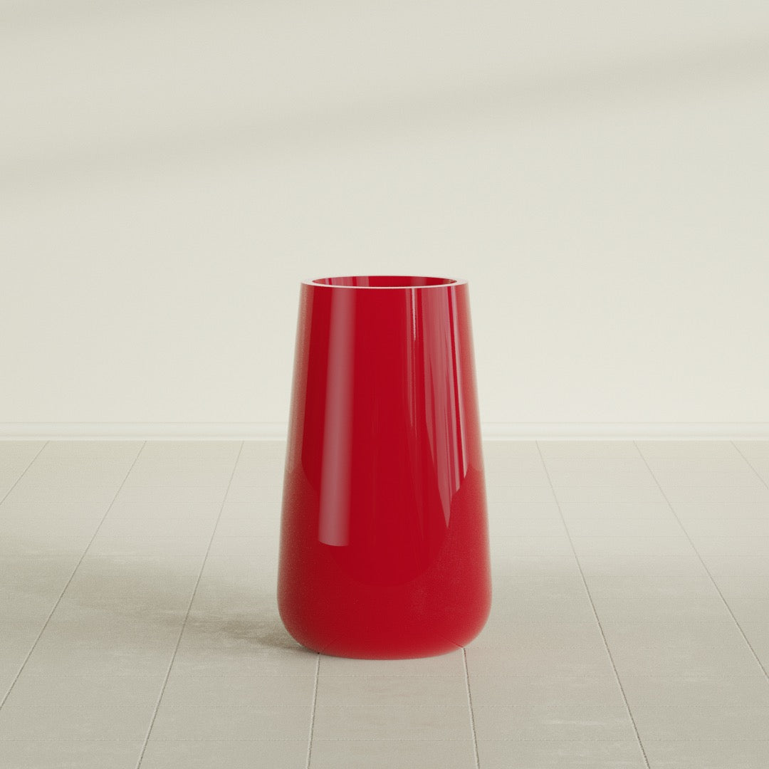 Saigon Large Tapered Round Planter - 16 in x 21 in x 36 in - Gloss Red - Gloss Red,16.4 in x 20.7 in x 36 in