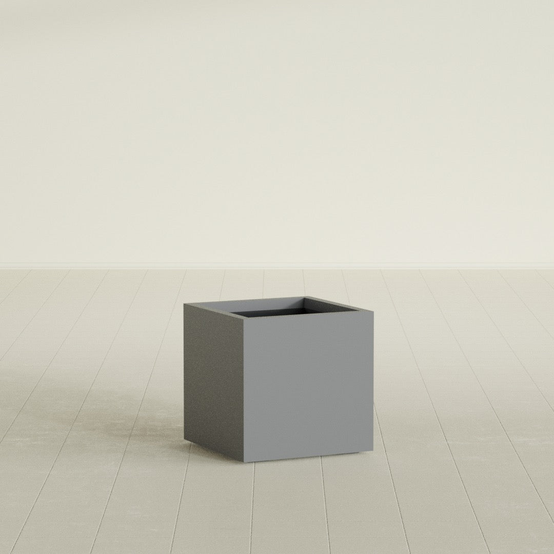 Montroy Medium Cube Square Fiberglass Planter - 20 in x 20 in x 20 in - Metallic Gunmetal - Metallic Gunmetal,20 in x 20 in x 20 in