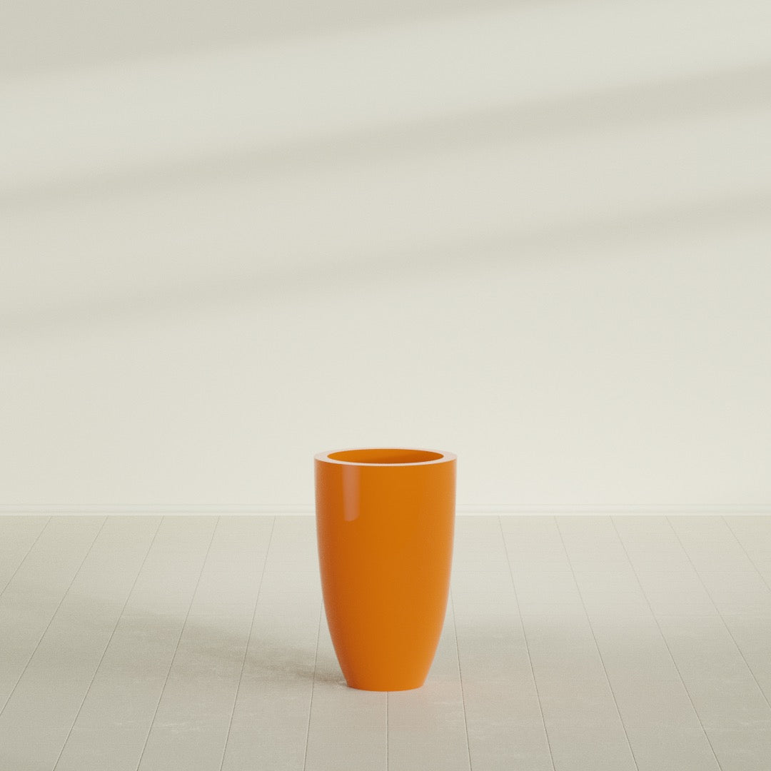 Brannan Medium Round Fiberglass Planter - 18 in x 18 in x 29 in - Gloss Tangerine - Gloss Tangerine,18 in x 18 in x 29 in