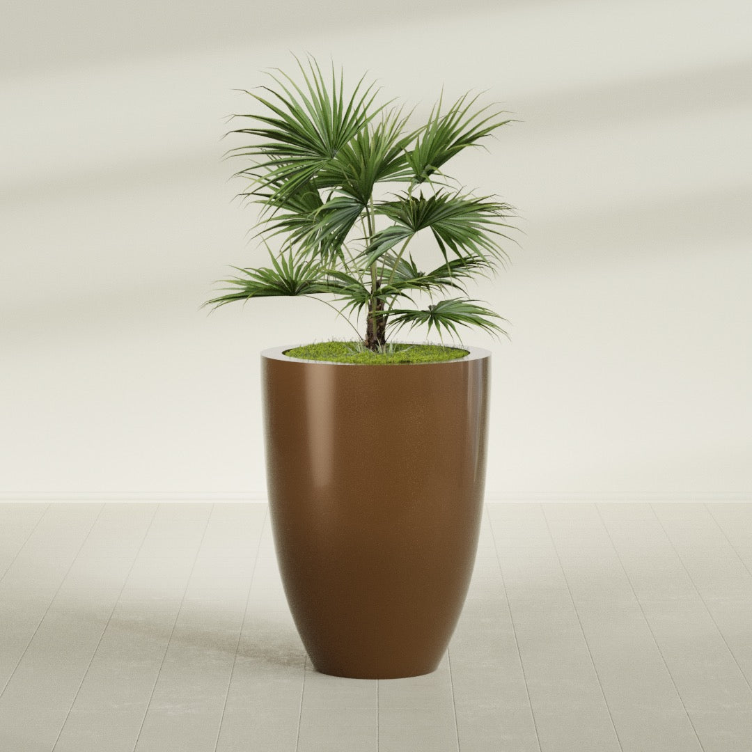 Brannan Large Round Fiberglass Planter - 30 in x 30 in x 41 in - Metallic Bronze - Metallic Bronze,30 in x 30 in x 41 in