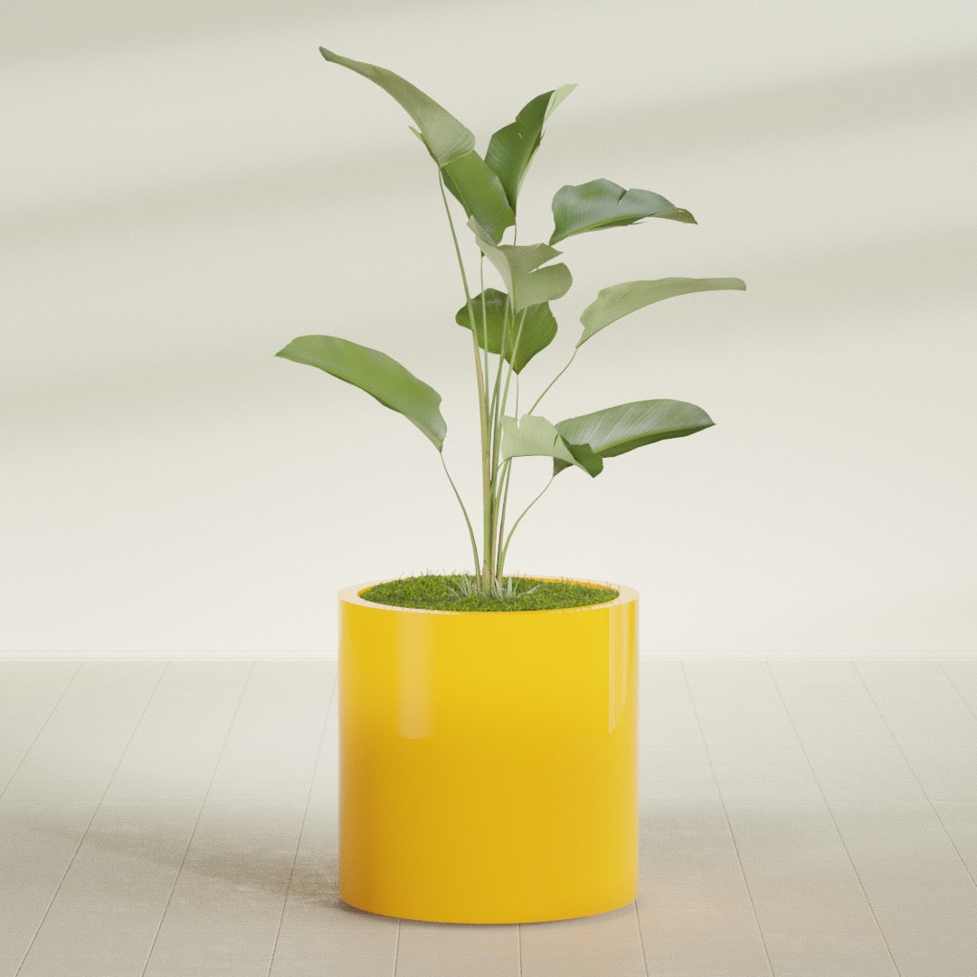 Rio Grande Medium Round Fiberglass Planter - 22 in x 22 in x 22 in - Gloss Saffron - Gloss Saffron,22 in x 22 in x 22 in