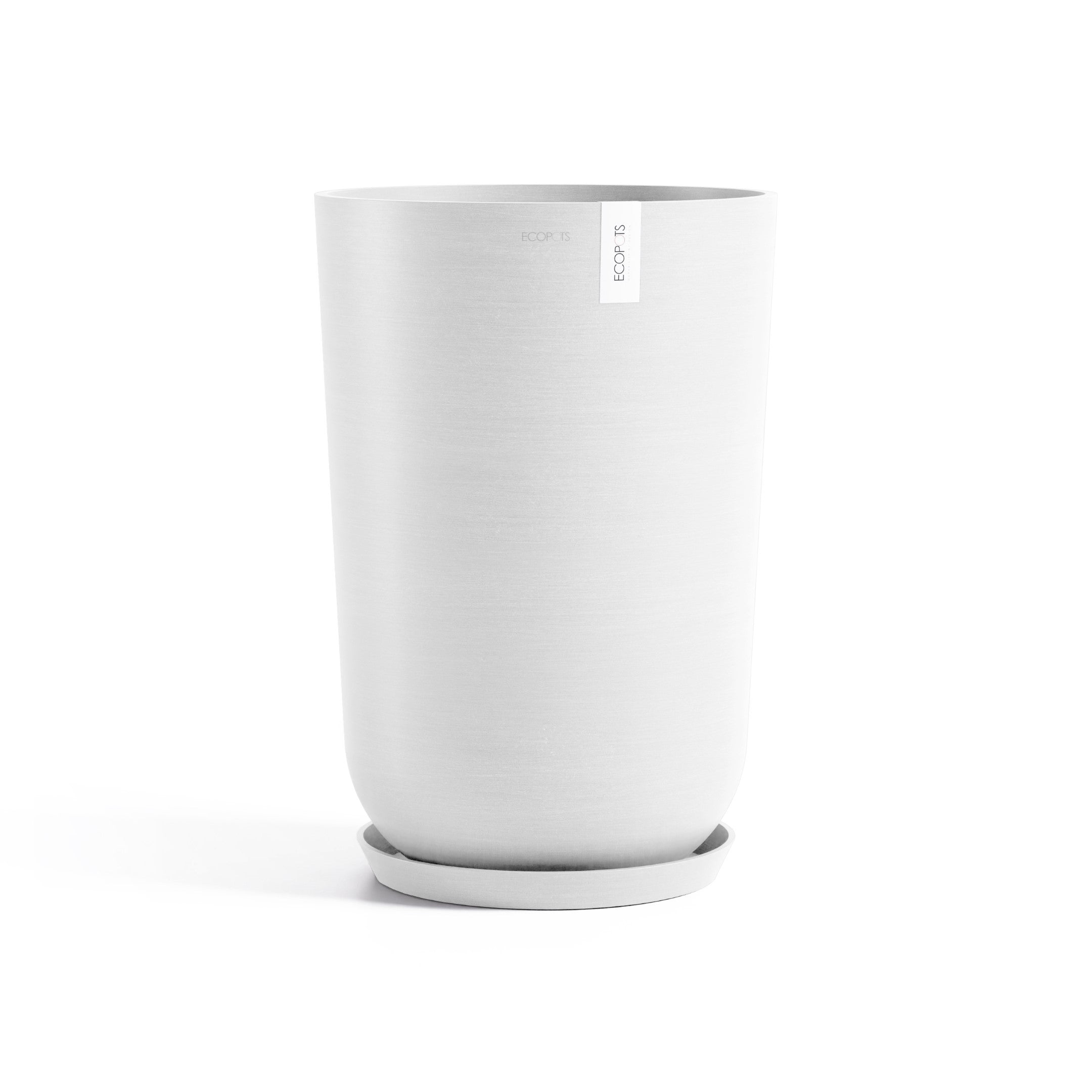 Oslo Medium Round Planter - 13.8 in x 13.8 in x 20.3 in - Planter + Saucer - Pure White - Pure White,13.75 in x 13.75 in x 20.25 in,Planter + Saucer