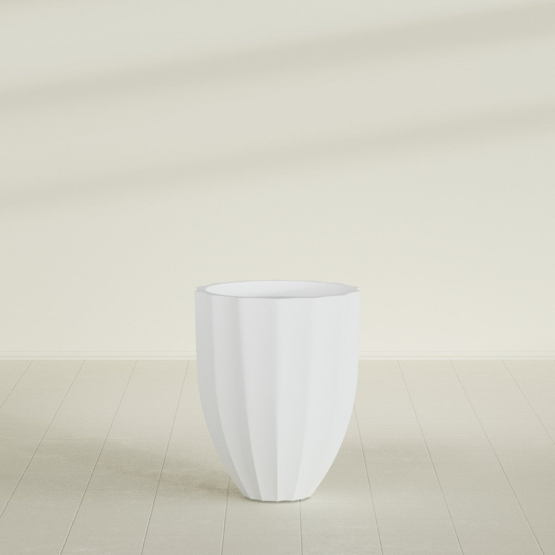 Alicante Medium Round Fiberglass Planter - 22 in x 22 in x 27 in - Gloss White - Gloss White,22 in x 22 in x 27 in